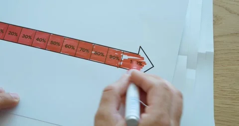 Hand Coloring 100 Percent on Progress Bar Stock Footage 346453629