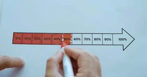 Hand Coloring 50 Percent on Progress Bar Stock Footage 346450118