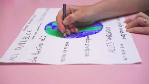 Hand coloring drawing of covid-19 virus for awareness campaign 스톡 동영상 279436652