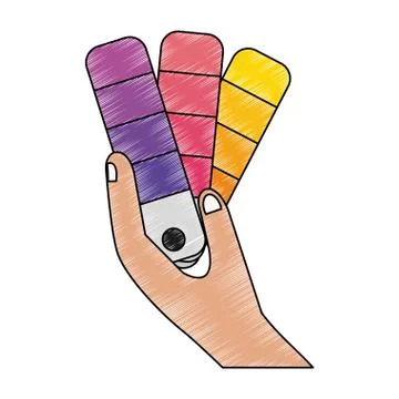 Hand with colors palette scribble Stock Illustration
