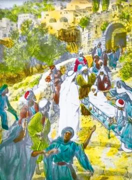 A Hand Coloured Magic Lantern Slide Circa 1900. Series The Life Of Jesus Foto stock