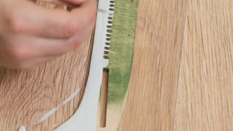 Hand colours outdated jetliner model fuselage in white 스톡 동영상 127375219