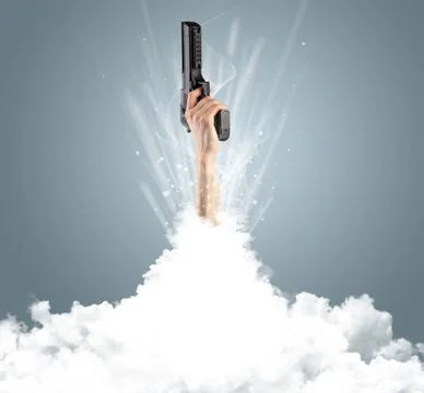 Hand coming out from cloud Stock Photos