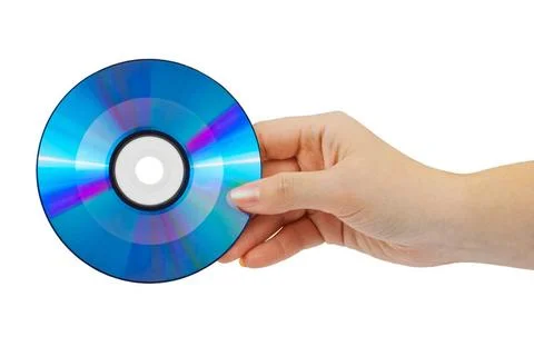 Hand with computer disk Hand with computer disk cd isolated on white backg... Foto stock