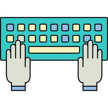 Hand on computer keyboard flat vector icon Stock Illustration
