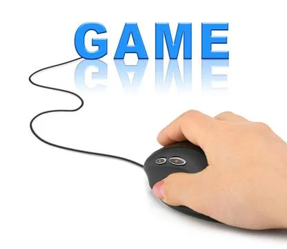 Hand with computer mouse and Game Hand with computer mouse and Game - tech... Stock Photos