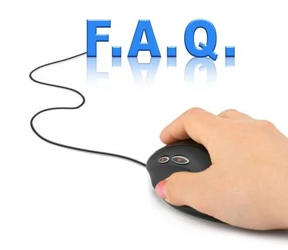 Hand with computer mouse and word FAQ Hand with computer mouse and word FA... Stock-Fotos