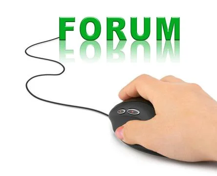 Hand with computer mouse and word Forum Hand with computer mouse and word ... Stock-Fotos