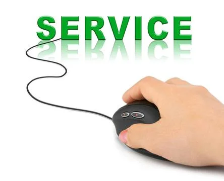Hand with computer mouse and word Service Hand with computer mouse and wor... Stock-Fotos