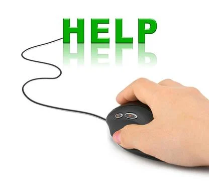 Hand with computer mouse and word Help Hand with computer mouse and word H... 스톡 사진