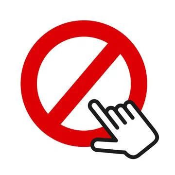 Hand as computer mouse curson is clicking on symbol of Do Not Enter. Entrance Stock Illustration