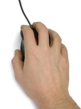 Hand with computer mouse Hand with computer mouse, isolated on white backg... Stock Photos
