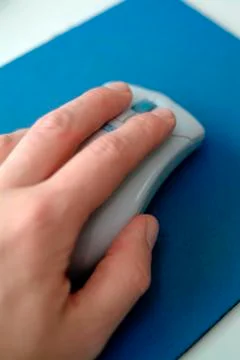 Hand on computer mouse Foto stock