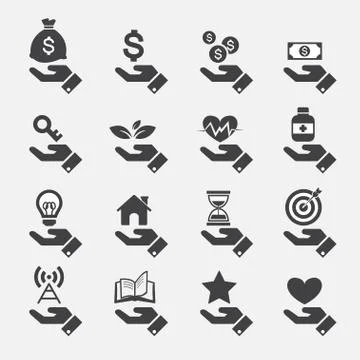 Hand concept icons Stock Illustration