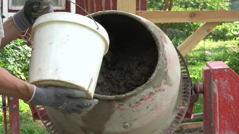 Hand concrete mixer at work Stock Footage 270768339