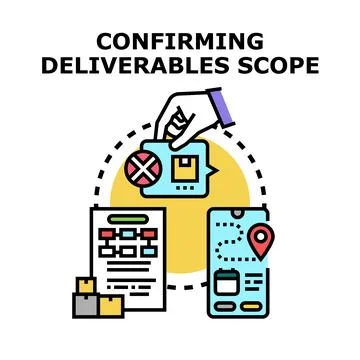 Hand confirming deliverables scope and project management process Stock Illustration