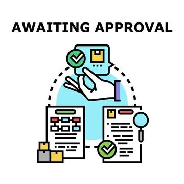 Hand confirming package approval process documents Stock Illustration