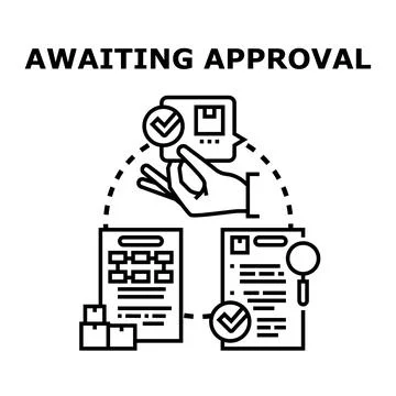 Hand confirming package approval process documents Stock Illustration