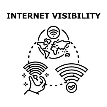 Hand connecting global network, internet visibility concept Illustrazione stock