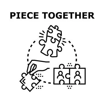 Hand connecting puzzle pieces creating team cooperation Ilustración de archivo