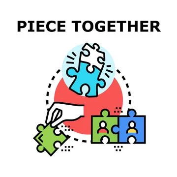 Hand connecting puzzle pieces creating team cooperation Ilustración de archivo