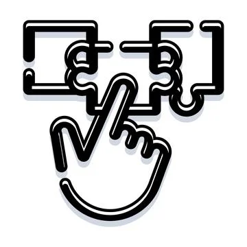 Hand connecting puzzle pieces solving problem concept イラスト素材