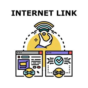 Hand connecting web pages via internet link Stock Illustration