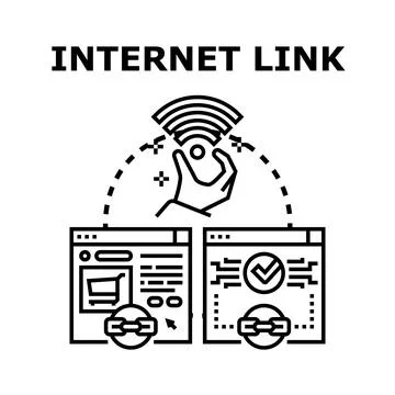 Hand connecting web pages via internet link Illustrazione stock