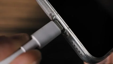 Hand Connecting White USB-C To Phone Side Port Stock Footage 320242107