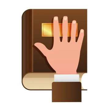Hand on Constitution as Oath Concept Icon Stock Illustration