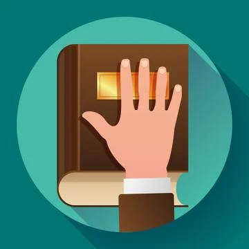 Hand on Constitution as Oath Concept Icon Illustrazione stock