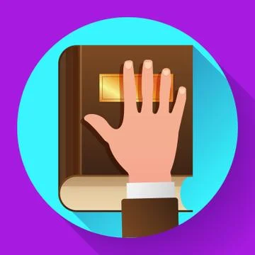Hand on Constitution as Oath Concept Icon Stock Illustration