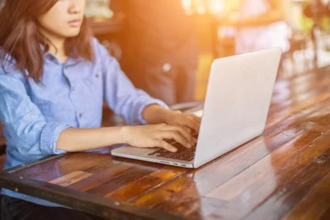 Hand control on a laptop touchpad Stock Photos