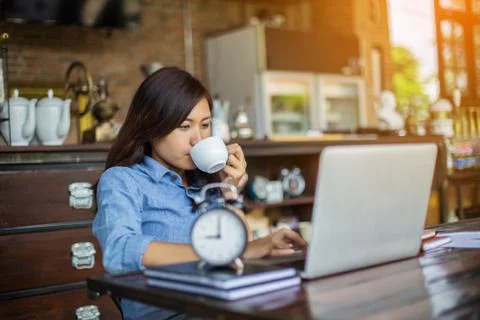 Hand control on a laptop touchpad Stock Photos