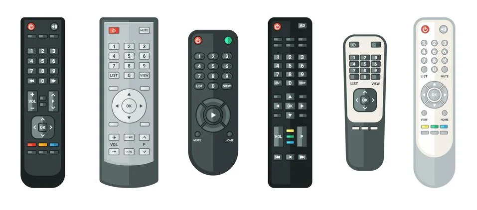 Hand control panels for electronic gadgets set. Black push button devices Stockillustratie