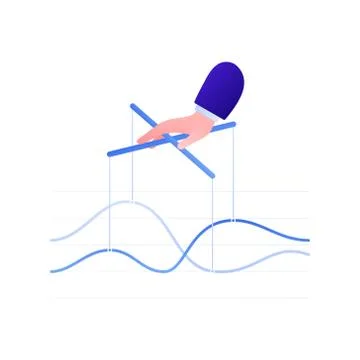 Hand controlling financial graph on strings. Stock Illustration