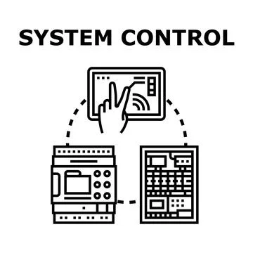 Hand controlling industrial system using digital interface Stock Illustration