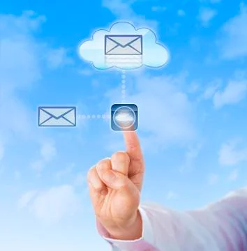 Hand Copying A Document Into The Cloud Stock Photos