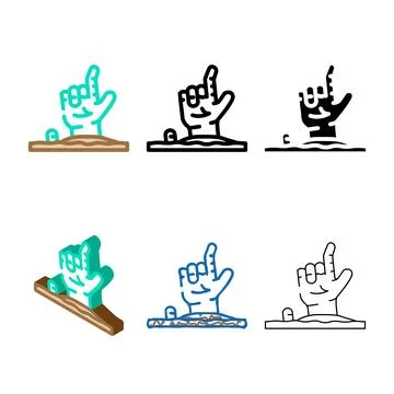 Hand corpse multipack zombie color icon vector Stock Illustration