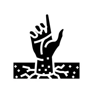 Hand corpse zombie glyph icon vector illustration Illustrazione stock