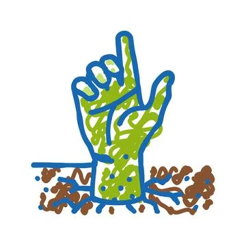Hand corpse zombie icon doodle illustration Stock Illustration