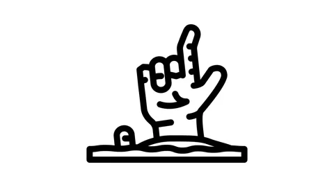 Hand corpse zombie line icon animation Stock Footage 326766484