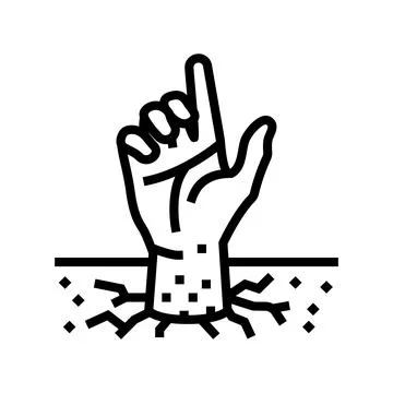 Hand corpse zombie line icon vector illustration Stock Illustration