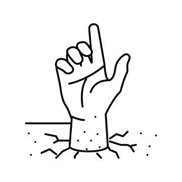 Hand corpse zombie line icon vector illustration 스톡 일러스트
