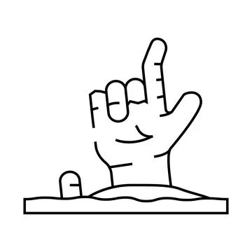 Hand corpse zombie line icon vector illustration Stock Illustration