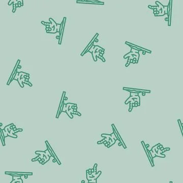 Hand corpse zombie line vector seamless pattern Stock Illustration