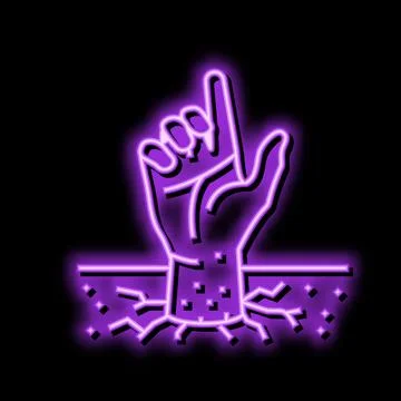 Hand corpse zombie neon glow icon illustration 스톡 일러스트