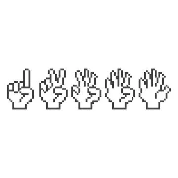 Hand count, gesture hand one, two, three, four, five, count to five. Pixel .. Stock Illustration