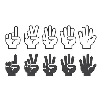 Hand count, gesture hand one, two, three, four, five, count to five. Vector.. Stock Illustration