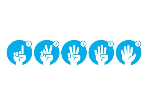 Hand count, gesture hand one, two, three, four, five, count to five. Vector.. Stock Illustration
